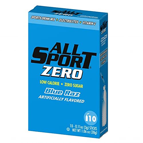 All Sport Zero Sticks, Low Calorie, ZERO Sugar, Electrolyte Sports Drink Mix, Vending Pack (Blue Raz Ice, Pack of 10 (Vending Pack))