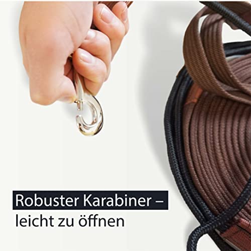 Foto von Doppellonge Pferd Doppellonge ideal für Bodenarbeit, Pferde Longierleine für Gymnastizierung, Länge 16m (1x Doppellonge Braun)
