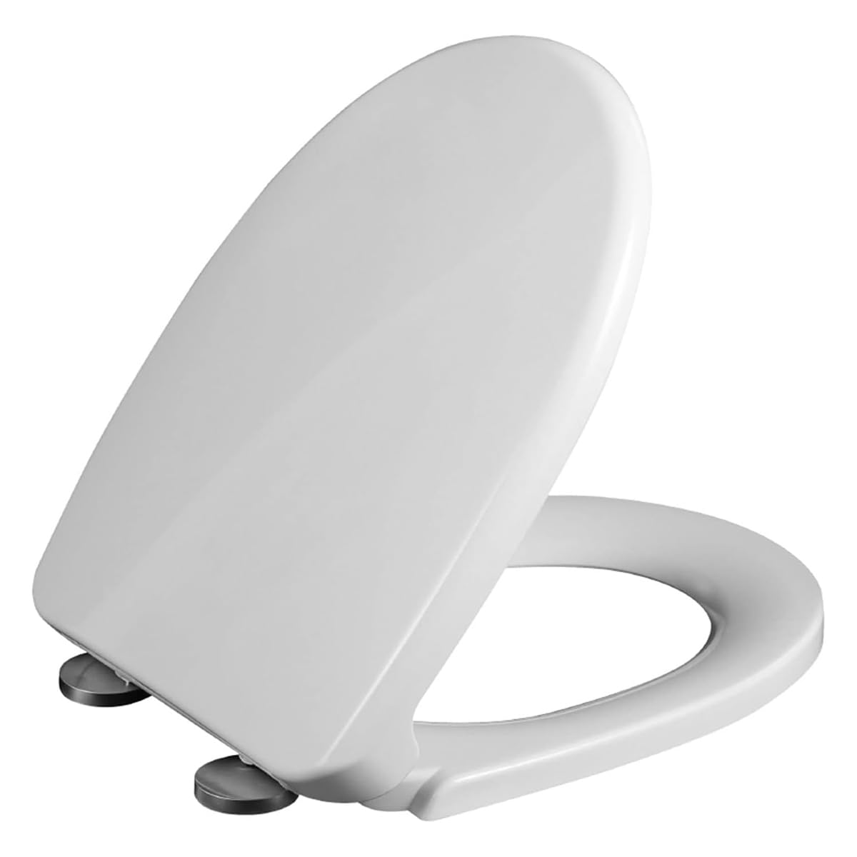 Asiento de inodoro blanco con forma de U y cierre suave, bisagras ajustabl