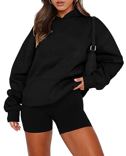 onlypuff Women Pullover Sweatshirt Long Sleeve Hoodies Kangaroo Pocket Fleece Basic Sweater