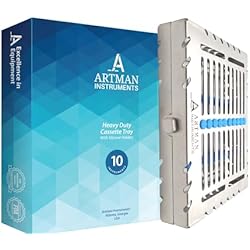 ARTMAN INSTRUMENTS Heavy Duty Sterilization Cassette Tray for 10 Instruments Rack Premium Design Dental Surgical lab 7.25