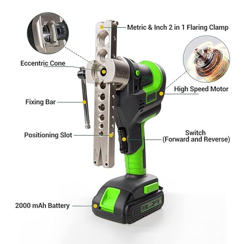 Electric Flaring Tool Set,Electric Single Flare Tool,Power Flaring Tool Kit,5 Sec Fast Flaring HVAC Eccentric Flaring Tool,with Pipe Cutter & Deburrer - Thumbnail 7