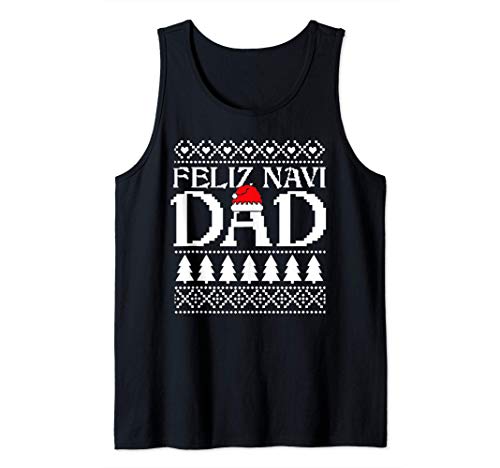 Hombre Hispanic Christmas Feliz Navi Dad Funny Ugly Xmas Sweater Camiseta sin Mangas