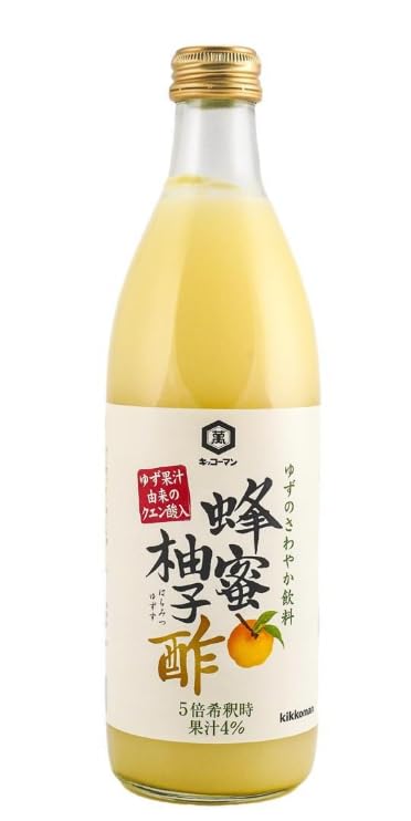 Kikkoman Yuzu Honey Vinegar Drink Concentrate – Japanese Yuzu Citrus & Honey Flavor – Dilutable Vinegar Beverage Base (5x Concentrate)