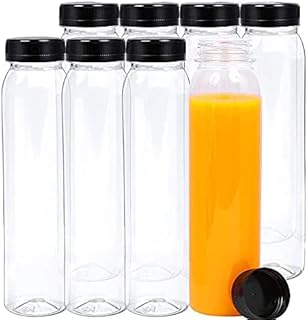 Clear Plastic Empty Bottles, 8 Pack Empty Juice Bottles with Lids, Plastic Water Bottles Reusable, Drink Containers for Juice, Clear Drink Bottles for Beverage, Storing Juice, Milk, Smoothie,400ML