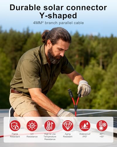 Solarkabel Y Verteiler Stecker, 1 Paar 1000V DC 30A 4mm² Stecker Solar Solarpanel Kabel Male Female MMF und FFM Connector Photovoltaik Steckverbinder, Plug & Play Solar Verteiler Stecker Solar Cabl