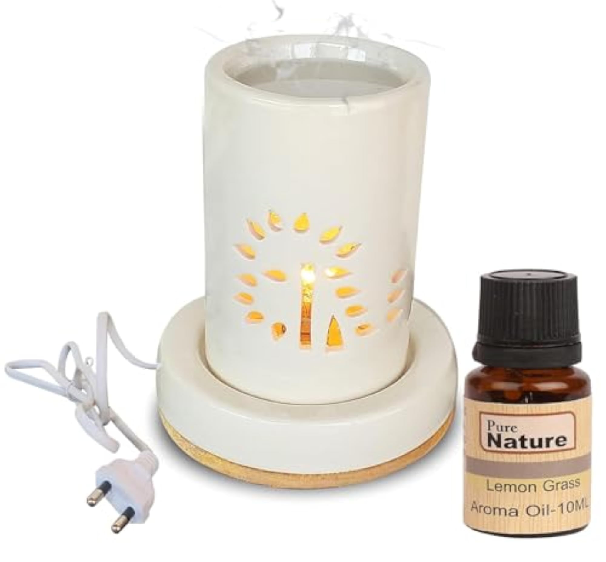 Ivory White Ceramic Round Electric Aroma Diffuser