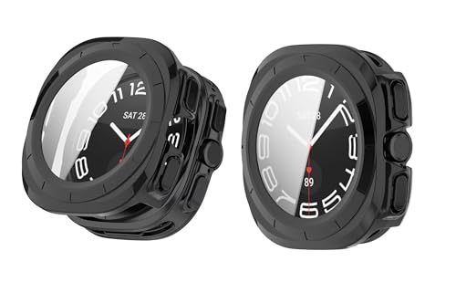 TINGYR 2 Stück Hülle Kompatibel mit Samsung Galaxy Watch Ultra 47mm, PC + Gehärtetes Glas zum Schutz des Bildschirms, Anti-Drop, Schutzhülle Kompatibel mit Samsung Galaxy Watch Ultra 47mm.