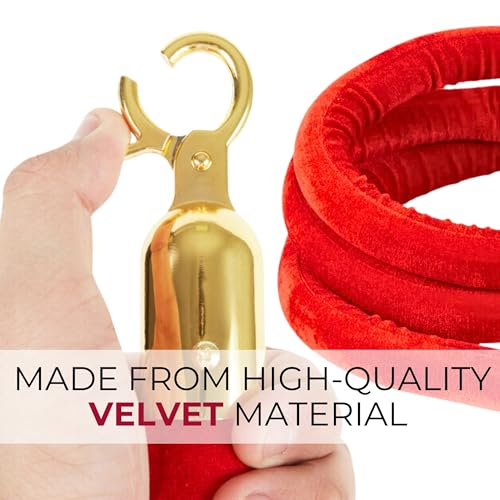 4 PCS Red Velvet Rope - 5 Ft Red Carpet Velvet Rope for Ceremonies Hanging Stanchion for Parties Crowd Queue Line for Safe Control by Chambridge - Image 4