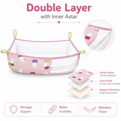 Image of Traditional Baby Khoyu /Cotton Cradle Cloth for Ghodiyu /Jhula /Palna with Astar Double Layer Support | Cloth for Cradle Stand Use Rabbit Print (Pink)