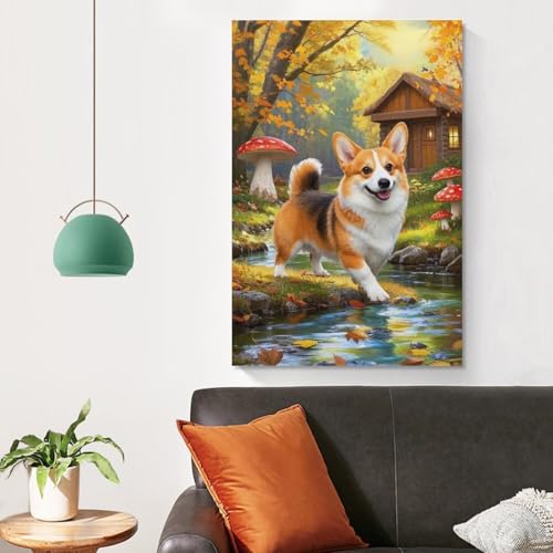 Cuadro en lienzo de Corgi 50x75cm para decorar paredes de salon y dormitorio 4