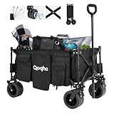 600L Collapsible Folding Wagon Cart Load 660LB 660LB, Ever Advanced All Terrain Sport Wagon Foldable, Utility Beach Wagons with Wheels Heavy Duty, Outdoor Wagon Foldable (Black)