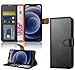iCatchy RFID Blocking Wallet Case for iPhone 12/12 Pro (6.1-inch) - Premium PU Leather Card Slots, Magnetic Closure & Kickstand - Full Body Protective Book Case for iPhone 12 Pro / 12 (Black)