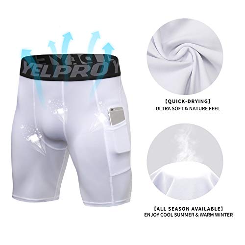 Compression Shorts Men 3 Pack, Dry Fit Compression Underwear Spandex Running Shorts Mens Workout Athletic Short Pocket #TOP4