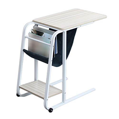 RENRUIRUI- Kompakter Computertisch Home Kleiner Bürotisch Schlafsofa Beistelltisch Mit Aufbewahrung PU Mobile Roller 60X40X75CM (Color : Style 2)
