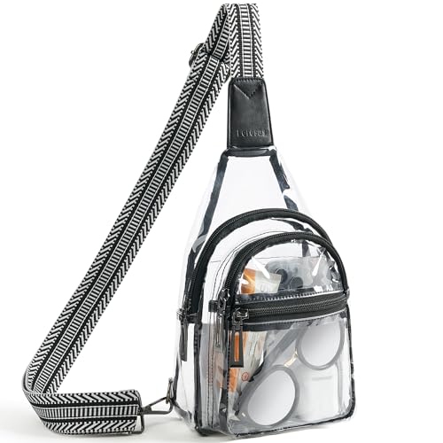 Leresas Clear Sling Bag for Stadium Events Approved Women Men Clear Crossbody Bag Purse Backpack Concerts Festival Bag Black