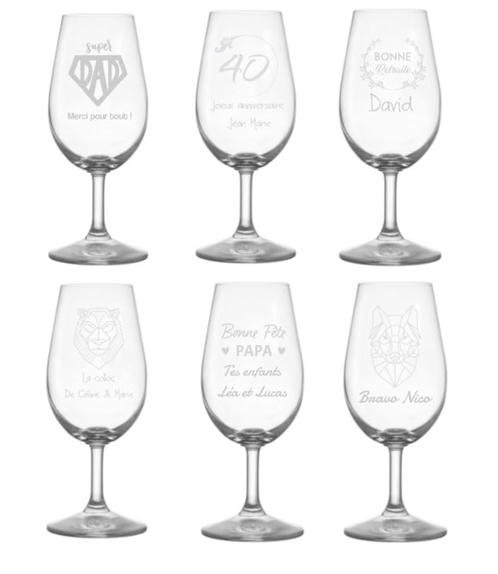 Verre a vin personnalisé gravé pour un coffret vin unique