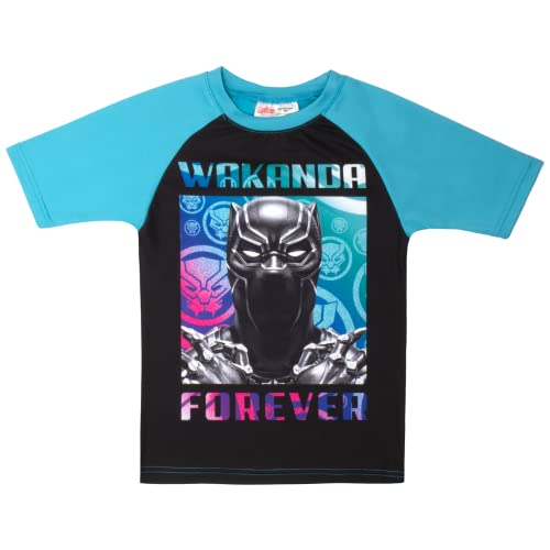 Marvel Boys Avengers 2-Piece Swimsuit Set, Rash Guard & Swim Trunks 2-Pack Bundle Set For Boys (Black Panther, Size 8) #TOP2