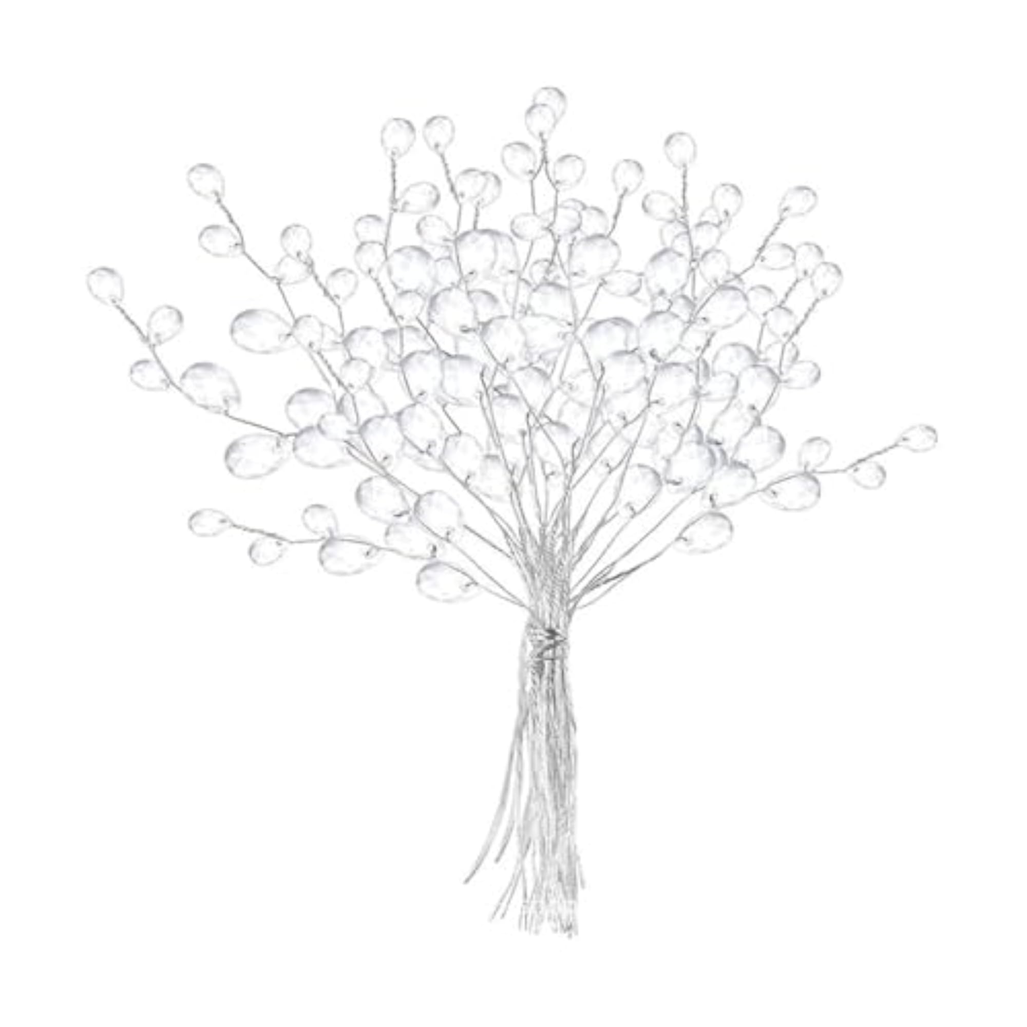 30 Pieces Artificial Branches Acrylic Bead Drops for Festival Wedding, White
