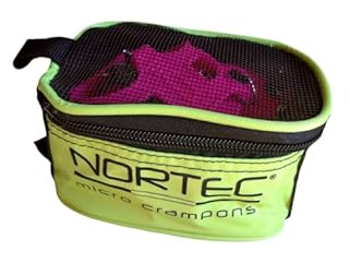 Nortec Ramponcini FAST Made in Italy per Fast Hiking e Trail Running Corsa invernale su Ghiaccio e Neve, Micro Ramponi ultraleggero con Custodia (Lemon,XL)