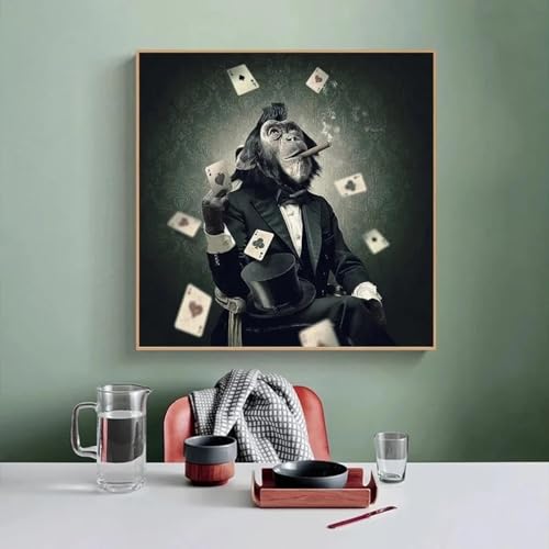 Impression singe fumer et jeu de carte pour sublimer un mur blanc vide