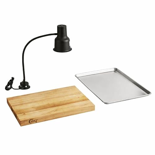 Carving Station Kit with Heat Lamp, Cutting Board & Drip Pan