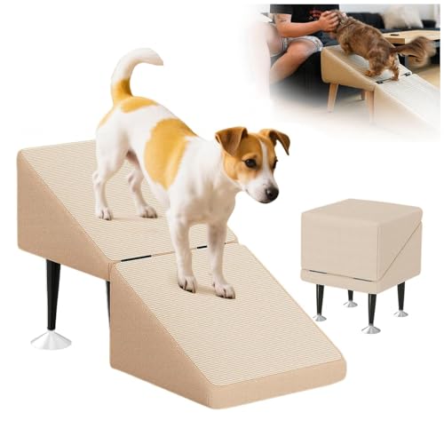 犬 階段, 滑り止めマット 軽量設計 階段 犬, 怪我防止 省スペース 携帯便利 犬 ソファー 階段 小型犬 室内犬 高齢犬,beige