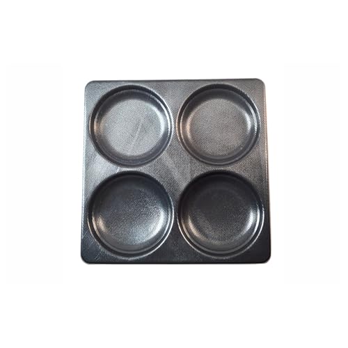 TCI-9576 EverForm&trade; 4 Cavity Egg/Muffin Pan 10" X 10"X 0.75" with fill line. Highly effective and safe for commercial/home cooking. Super easy to clean, sturdy and dishwasher safe.