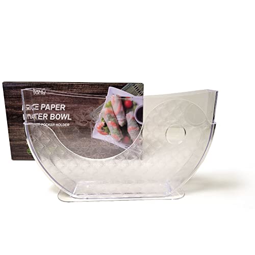 Banu Rice Paper Water Bowl With Side Pocker Holder For Rice Paper Wrappers For Spring Rolls, Summer Rolls. Spring Roll Maker, Banh Trang Holder (1) #TOP1