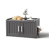 DRATO Litter Box Enclosures, Resin Outdoor Cat Weatherproof Enclosed Furniture with Double Doors & Dual Compartments, for Indoor Use