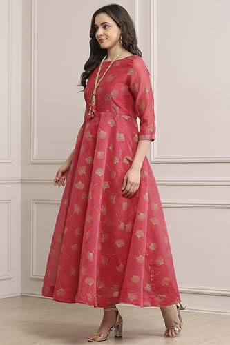 Image of BIBA Women Cotton Blend Maxi Flared Classic Printed Dress