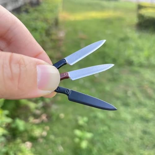 Miniature Kitchen Knifes, Miniature Cooking Knife, Tiny Kitchen Knife, Miniature Metal Knifes, Dollhouse Kitchen Accessory 1:12th Scale Cooking (Small Black) by Aorvoras - Image 2