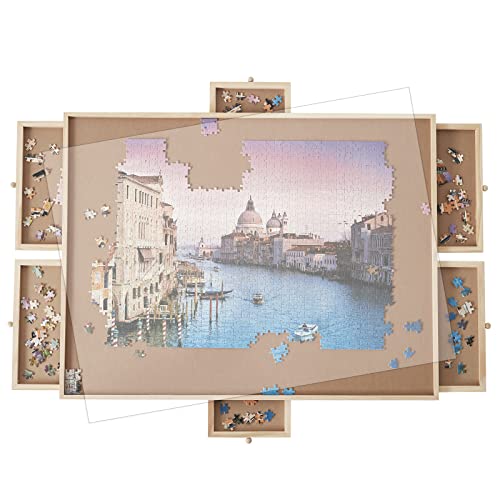 Oliqa 2000 Pieces of Jigsaw Puzzle Board with 6 Drawers & Covers