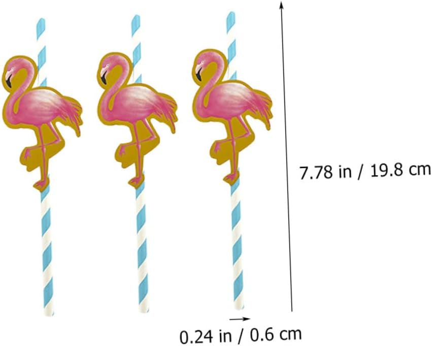 50pcs Flamingo Paper Drinking Straws Disposable Party Cocktail Straws Hawaii Tropical Beach Theme Summer Party Supplies