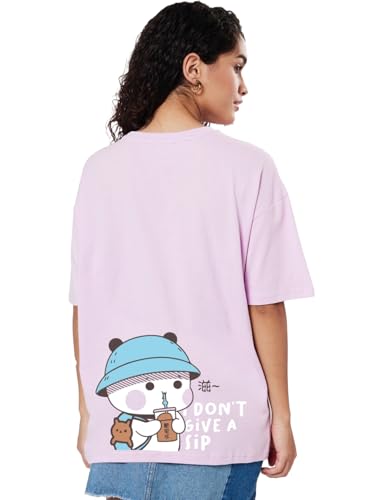 Image of Bewakoof Cotton Women Graphic Print Half Sleeve Crew Neck Oversized Fit T-Shirt