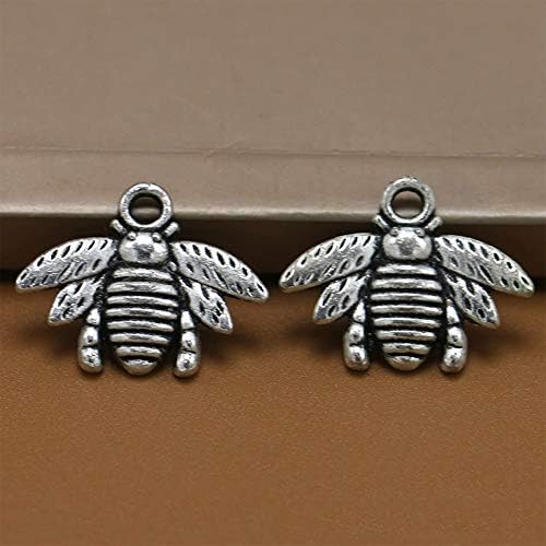 XYDZ Bee Pendants, 100 Pieces Jewelry Making Charms Honeybee Earring Pendants Alloy Bee Insects Charms for Crafting DIY Jewelry Making(Silver, Copper)