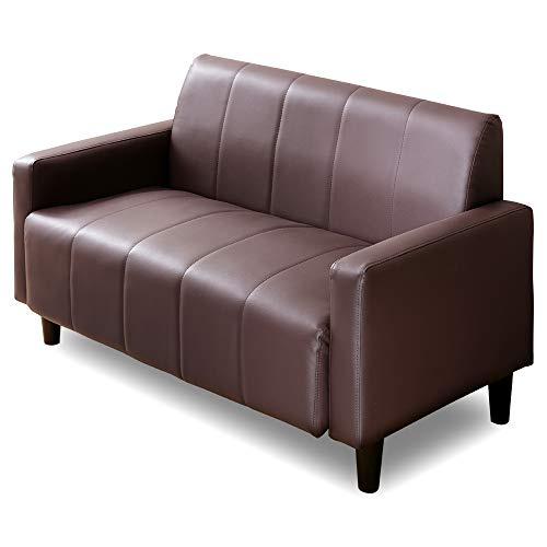 アイリスプラザ ソファ 2人掛け 幅113cm 高さ12cm ロボット掃除機も通れる かんたん組立 1人用にも ブラウン レザー PVS-2P