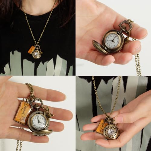 Relógio de bolso de quartzo com design de filme de nostalgia com pingente de corrente e caixa de pre