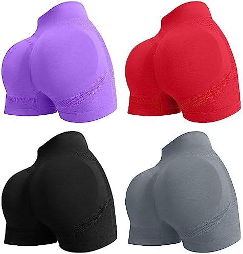 YOAKUKA Women's Workout Shorts Yoga Gym Seamless Scrunch High Waist Pants