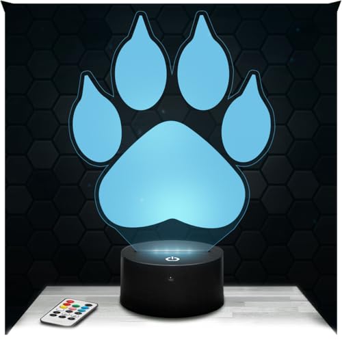 Lampephoto.fr - Lampe 3D Patte de Chien, Décoration Collection Animal, Chiot, Empreinte, Idée Cadeau Homme Femme, Objet Patte de Chien, Veilleuse LED, Déco Chambre, Idee Cadeau Homme Femme Original