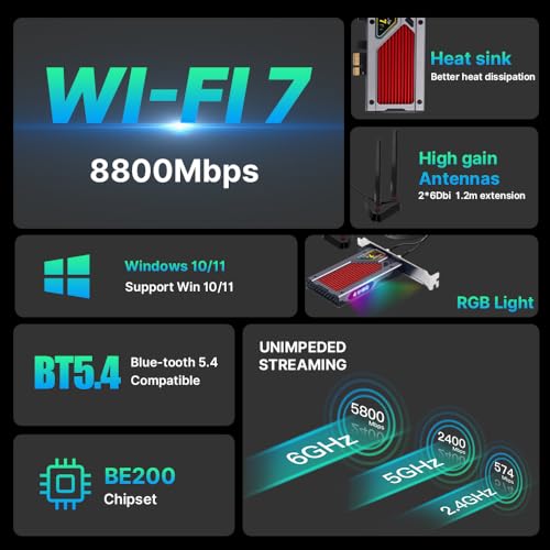 FENVi WiFi 7 PCIe Card for Desktop, 9.3Gbps Tri-Band Adapter with Bluetooth 5.4, 6GHz Band for Gaming & Streaming, Compatible with Windows 10/11 64bit(Not Compatible with AMD Motherboard) by F FENVI - Image 6