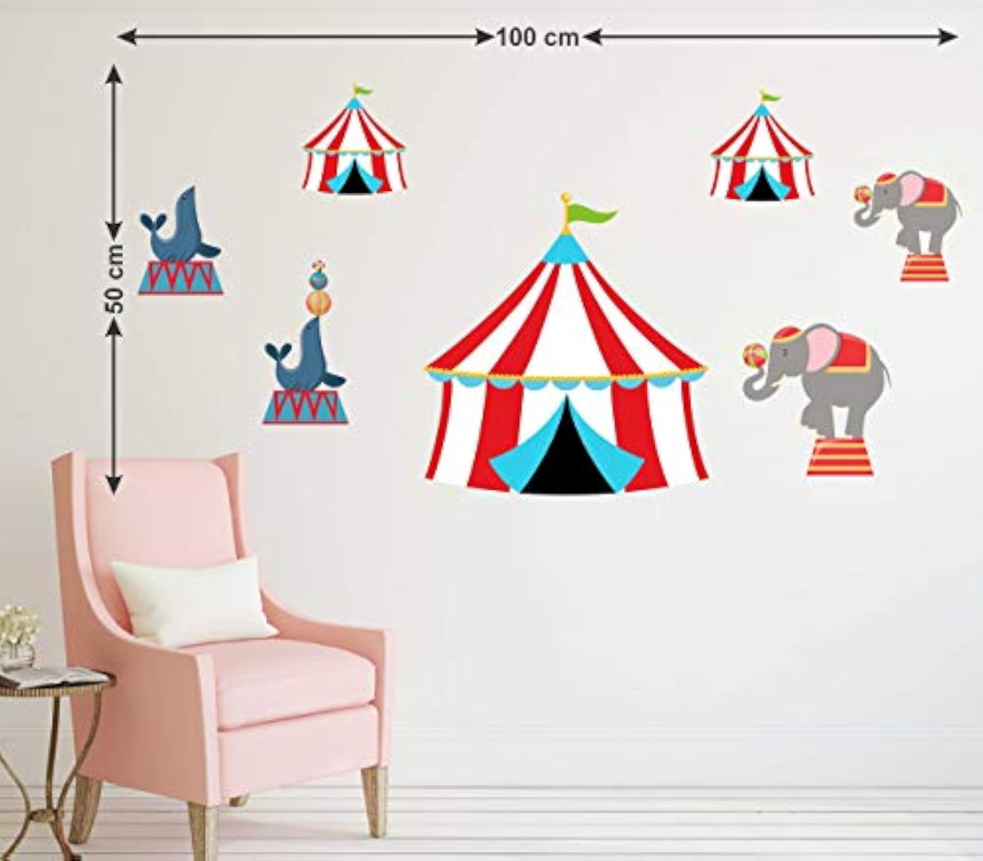 Circus Multi Large Vinyl Wallsticker for Home Decorations