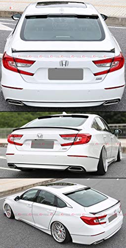 Cuztom Tuning Jdm Style Painted Glossy Black Trunk Lid Spoiler + Rear Window Roof Spoiler Compatible With 2018-2021 Honda Accord All Models #TOP4