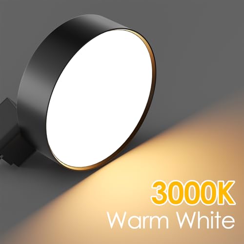 TuyuBEE Diffuse LED Track Lighting Heads H Type Track Light Heads Dimmable Kitchen Track Lighting Fixtures Ceiling, Compatible with H Track Rails - Flicker Free CRI90+ 3000K 12W 1000lm, 6 Pack Black