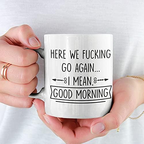 WG -Here we are Fucking Again, Work Colleague Gifts Funny,Funny Mugs for Work Colleague, Secret Santa for Work Colleagues, Office Banter Birthday Present,Rude Presents for Women