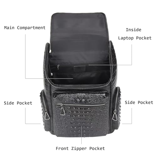 Image of boshiho Real Leather Laptop Backpack Fashion Travel Bag Daypack for Men (L - Metal Zipper Pull)