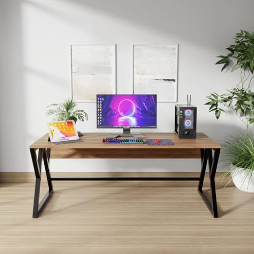 Image of Riyan Luxiwood Daffodil Computer Table in Engineered Wood with Flat Surface, Multi-Usage Laptop Desk & Home Office, Desk Sturdy Gaming Table (Beige, Medium)