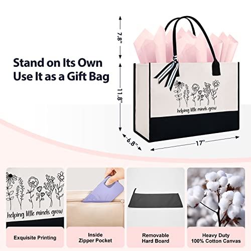 Kepela Teacher Appreciation Gifts For Women, Teacher Gifts, Cool Teachers Appreciation Gift Ideas, Best Thank You/End Of Year Teachers Gifts, Canvas Tote Bag With Hard Board Bottom Support #TOP2