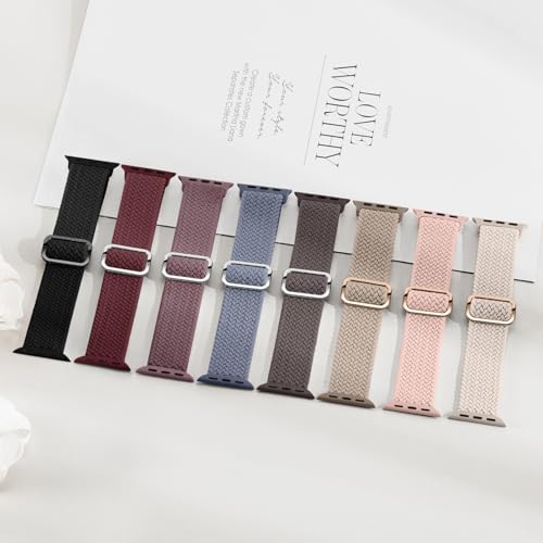 Image of 8 Pack Braided Stretchy Solo Loop Compatible with Apple Watch Bands Women