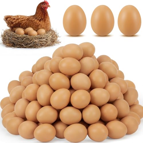 Syhood 24 Pcs Wooden Eggs Wood Chicken Egg for Train Birds from Laying in the Nesting Boxes & to Stop from Eating Own Eggs to Lay Nesting Home Easter Decor Gift Kitchen DIY Craft Play (Brown Color)